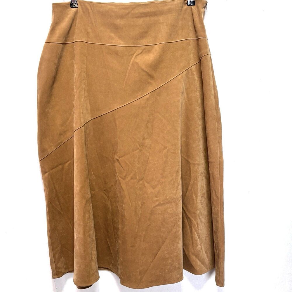 Vintage Dress Barn Tiered Maxi Skirt Womens 16 Brown Faux Suede Made In USA